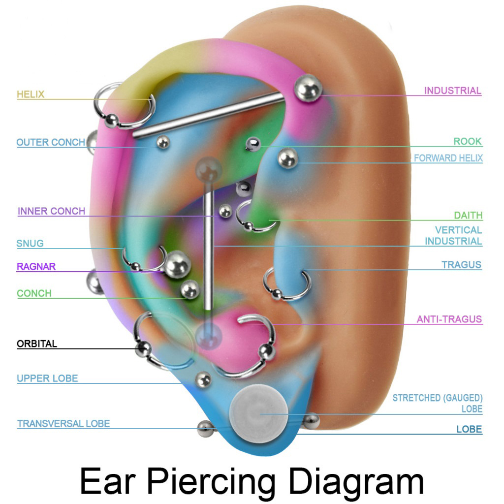 ear piercing areas