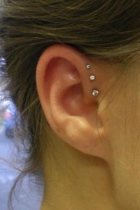 Triple forward helix piercing Stoke-on-trent Body piercing - Hanley, ear, Newcastle, stafffordshire